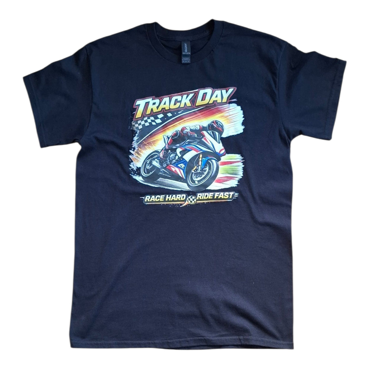 Black Track Day Tshirt Motorbike Design