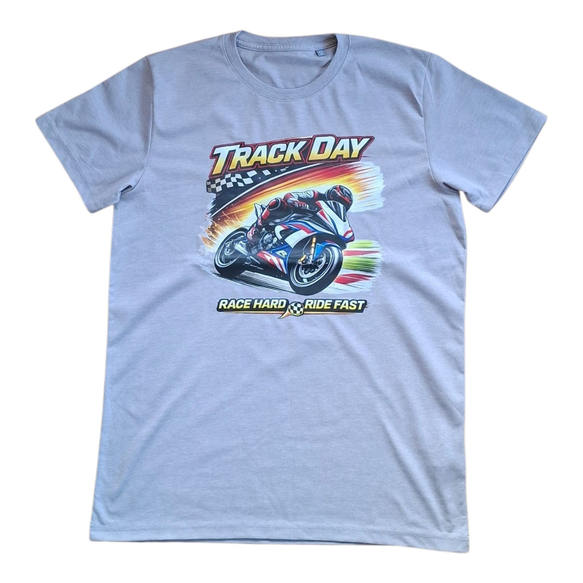 Light Grey Trackday Motorbike Design Printed Tshirt