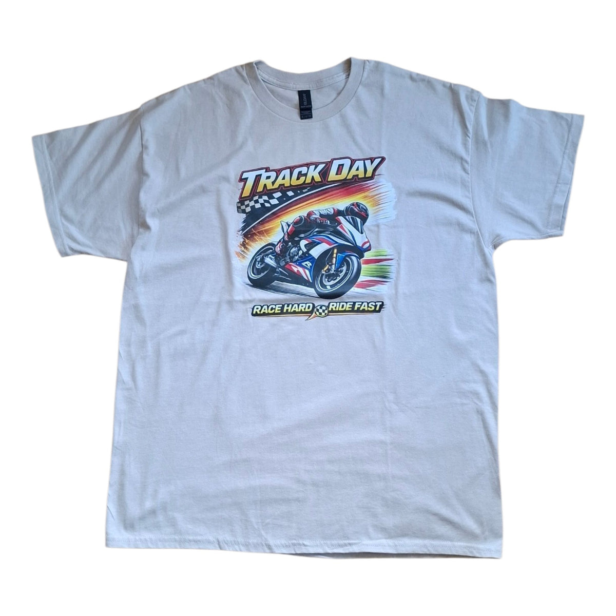 Cream Track Day Tshirt Motorbike Design