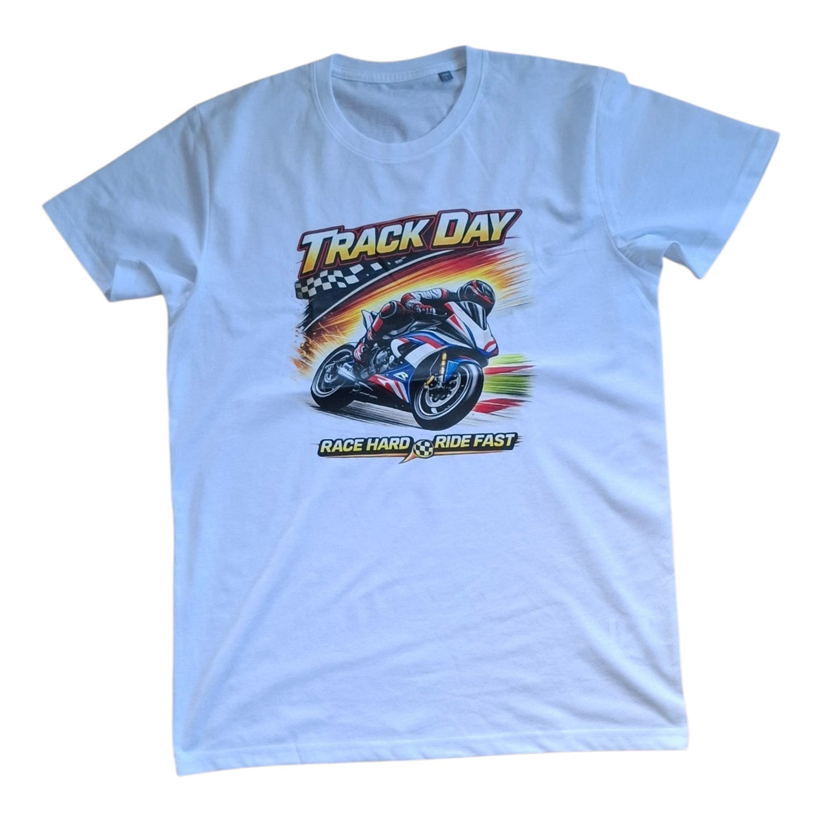 White Trackday Tshirt Motorbike Design